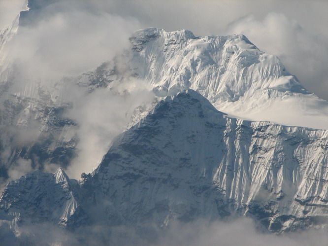 Views from the airplane, snows peaks of south eastern Tibet.